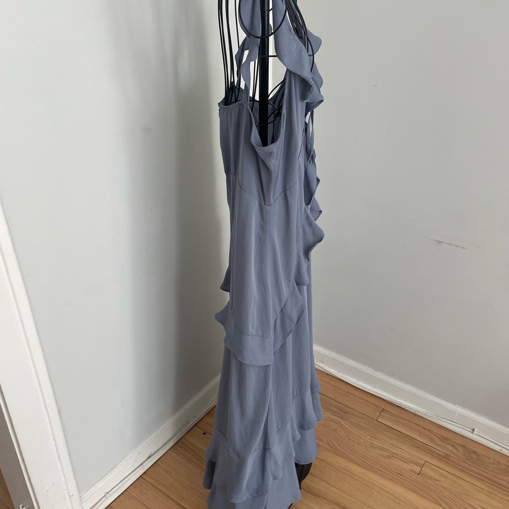 Doe & Rae Asymmetrical Gray Ruffle Dress - Picture 5 of 8